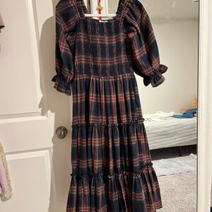 Ivy City Co Madeline Navy Plaid Dress size small